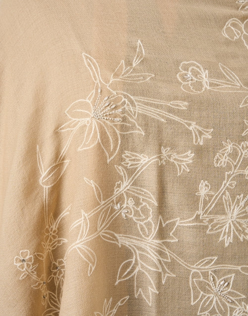 Gold Embroidered Merino Wool Scarf