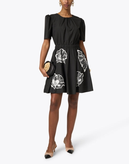 Olive Black Buntal Minaudiere with Sand Camelia