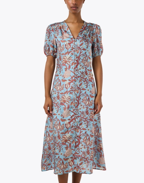 Olivia Blue Print Silk Dress