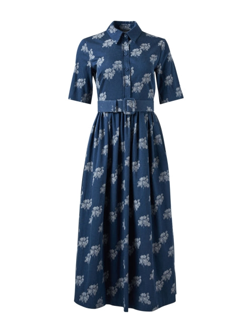 London Navy Floral Print Cotton Shirt Dress