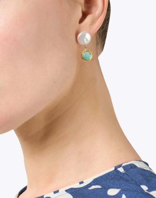 Turquoise Pearl Drop Earrings
