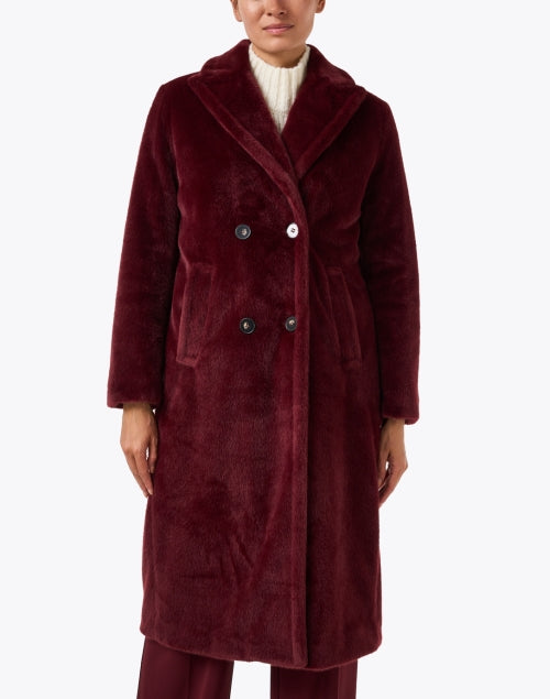 Red Faux Fur Trench Coat