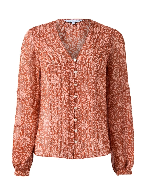 Calvin Red Floral Print Blouse