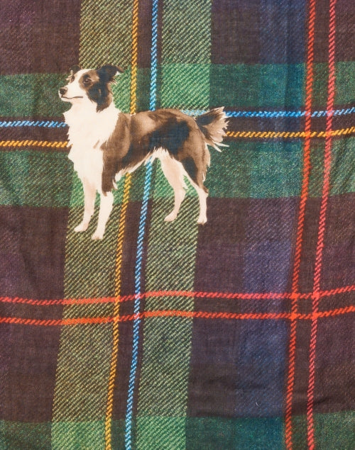 Escoces Green Dog Print Scarf