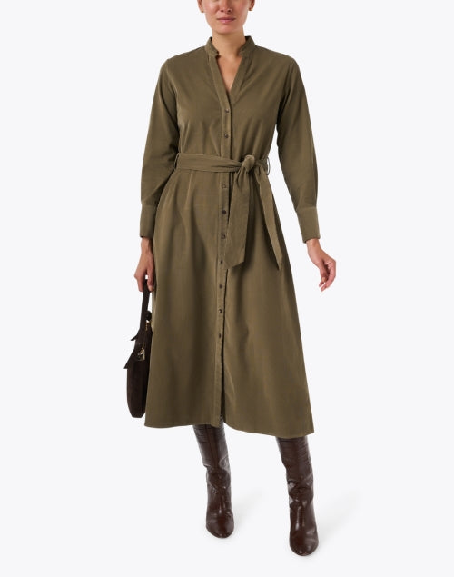 Green Corduroy Shirt Dress