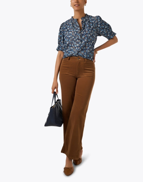 Le Slim Palazzo Maple Brown Corduroy Pant