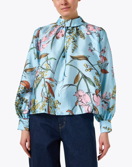 Blue Floral Print Top