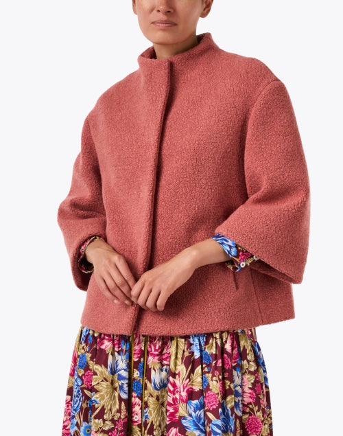 Rose Pink Boucle Wool Coat