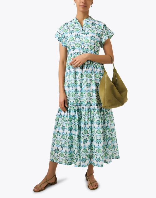 Mumi Blue and Green Print Shirt Dress