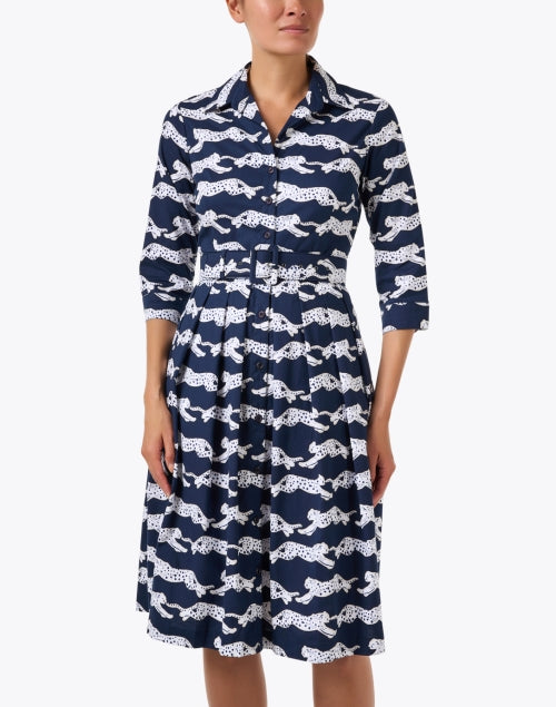 Audrey Navy Print Cotton Stretch Dress