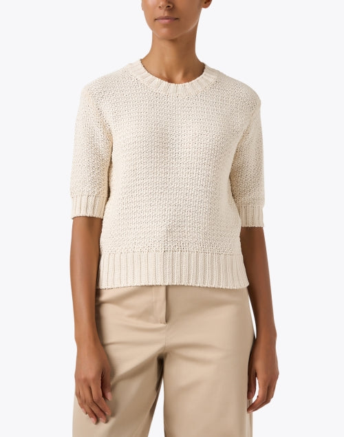 Cream Cotton Textured Sweater
