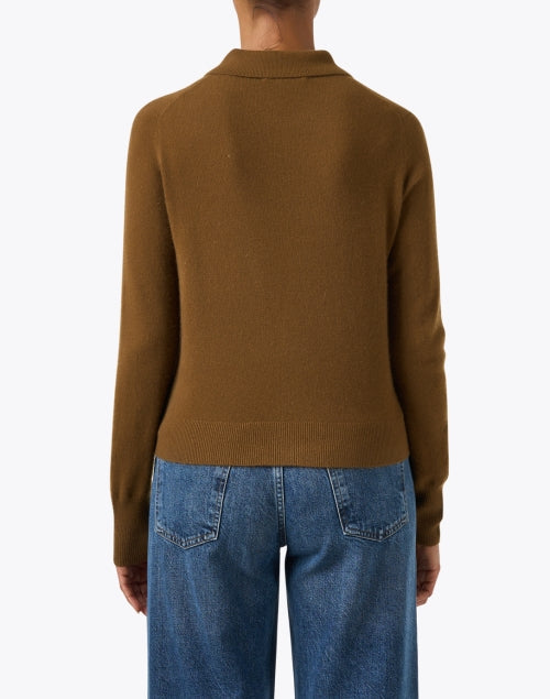 Brown Cashmere Polo Cardigan