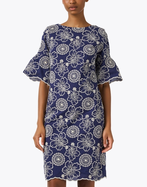 Navy Floral Embroidered Dress