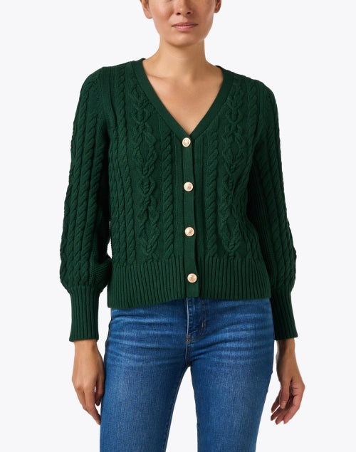 Chloe Green Cotton Cable Knit Cardigan
