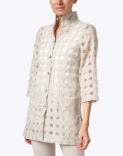 Rita Beige Sheer Plaid Shirt