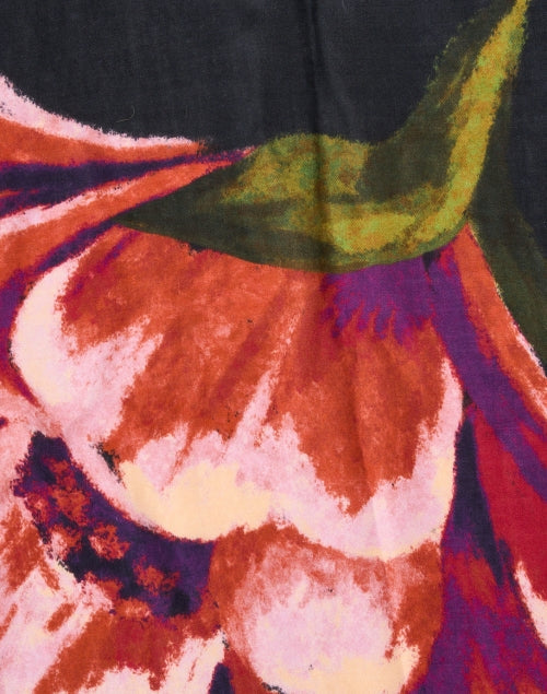 Black Floral Print Scarf