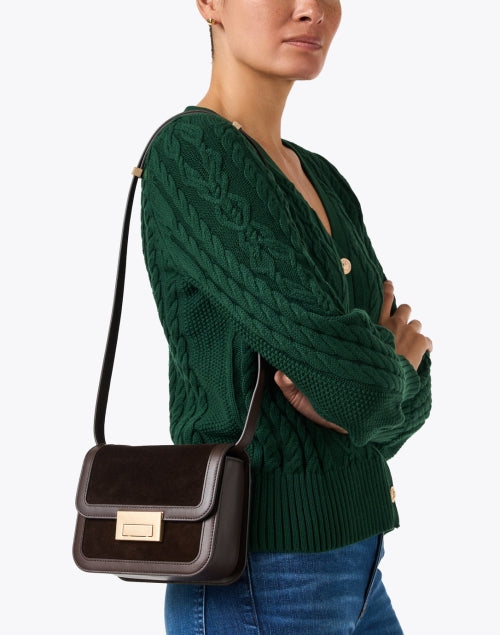 Desi Dark Brown Suede Crossbody Bag