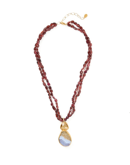 Garnet Beaded Pendant Necklace