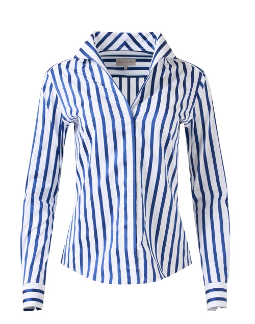 Blue and White Striped Cotton Shirt