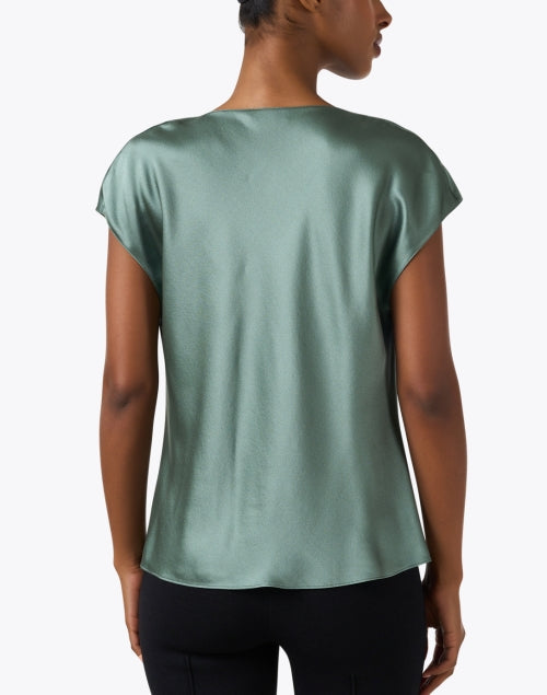 Green Silk Cowl Neck Top