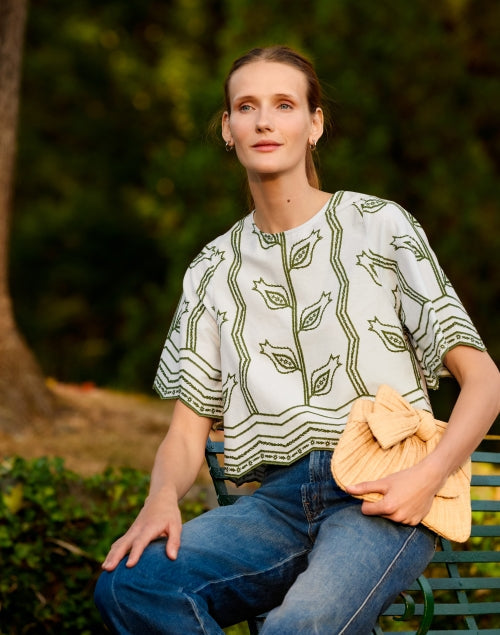 Adi Blue and Green Print Blouse