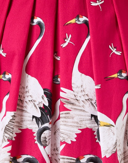 Audrey Pink Crane Print Cotton Stretch Dress